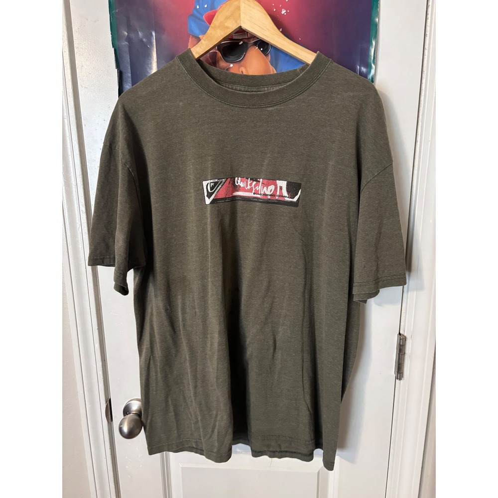 Quiksilver Boardriding Company Graphic T-Shirt Mens XL Olive Green Vintage Style